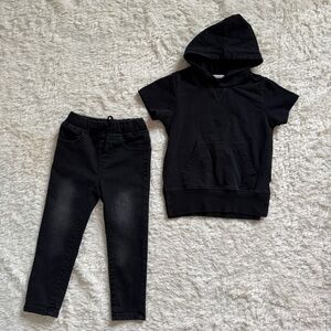 Little Bipsy Toddler Black Denim and Hoodie Bundle - 3-4T